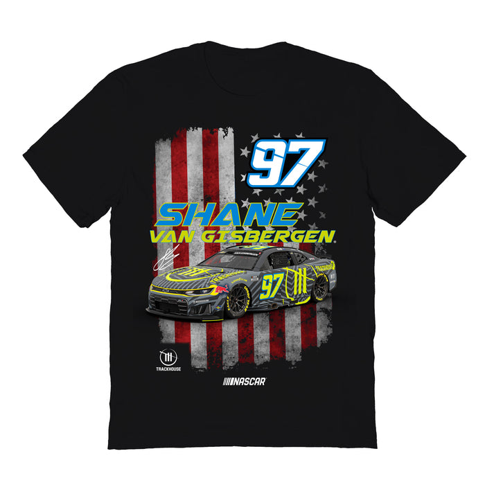 Shane Van Gisbergen Vive La Fete NASCAR American Flag Cotton T-Shirt Black