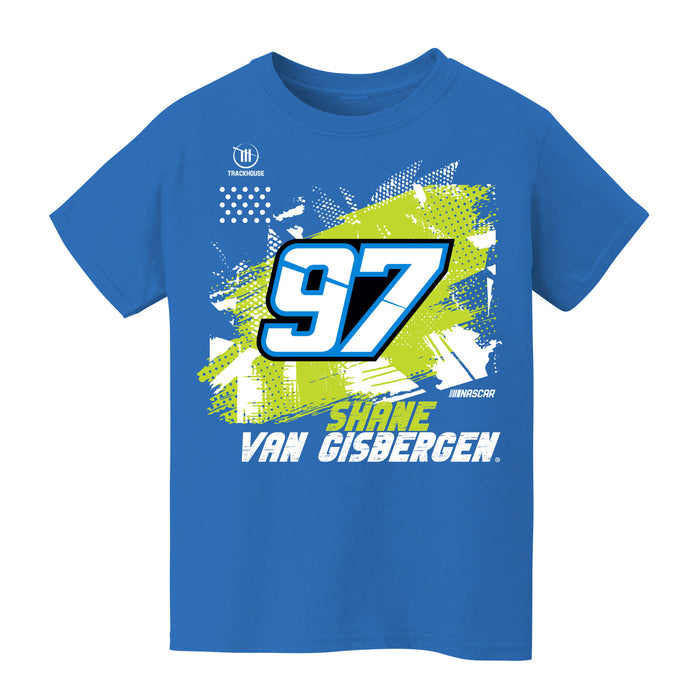 Shane Van Gisbergen Vive La Fete NASCAR Abstract Halftone Front Cotton T-Shirt Light Blue