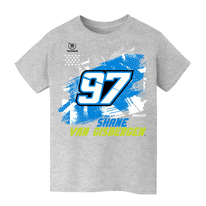 Shane Van Gisbergen Vive La Fete NASCAR Abstract Check Halftones Cotton T-Shirt Gray