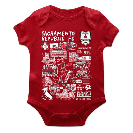 Sacramento Republic Cotton Short Sleeve Bodysuit Red Impressions Artwork