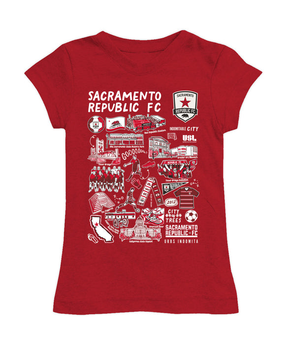 Sacramento Republic Girl´s Fitted Cotton T-shirt Red