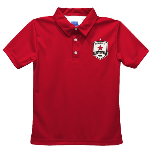 Sacramento Republic Boys Solid Red Short Sleeve Polo Shirt