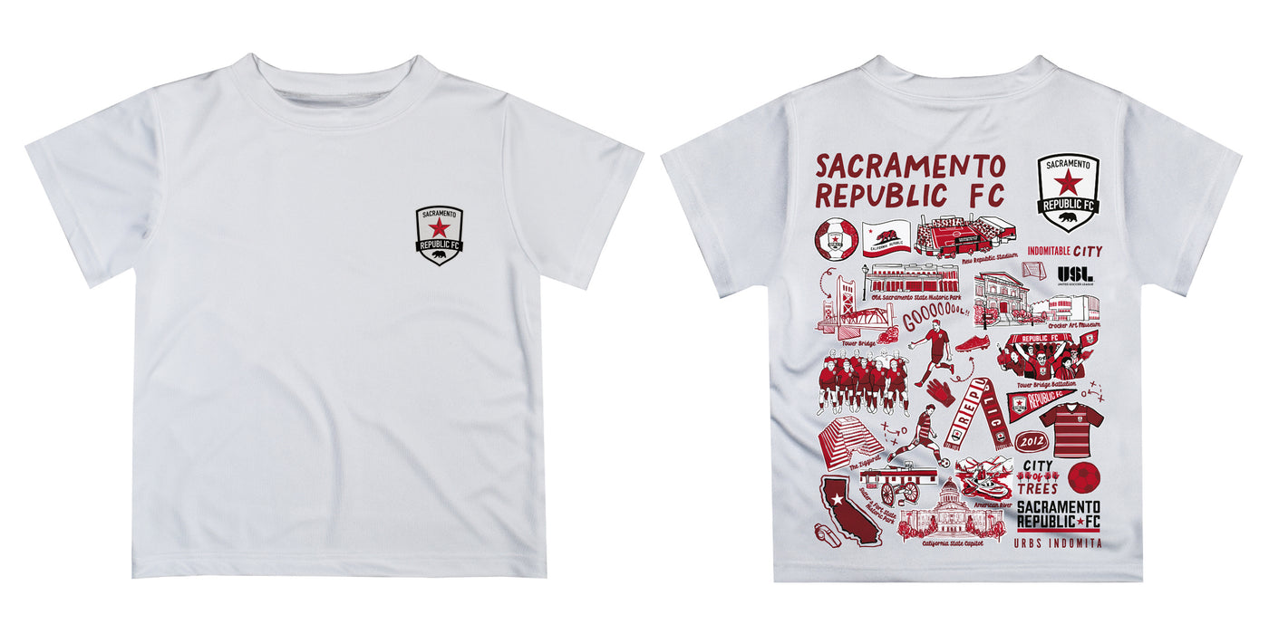 Sacramento Republic Impressions Artwork Boys White Short Sleeve Tee - Vive La Fête - Online Apparel Store