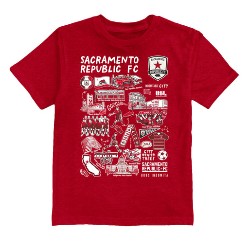 Sacramento Republic Impressions Artwork Red Youth Cotton T-Shirt