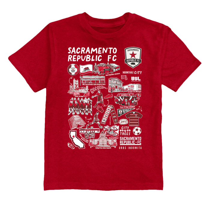 Sacramento Republic Impressions Artwork Red Youth Cotton T-Shirt