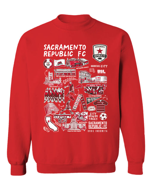 Sacramento Republic Cotton Crewneck Pullover Sweatshirt Red Womens