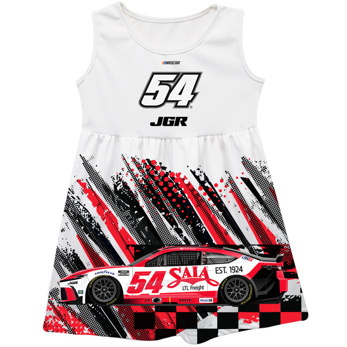Ty Gibbs Vive La Fete NASCAR Abstract Check Halftones Tank Dress - White