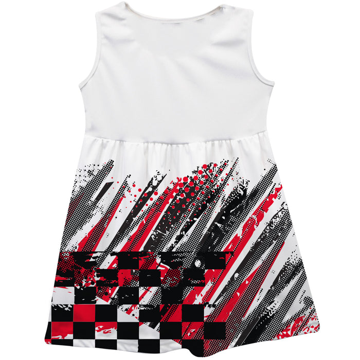 Ty Gibbs Vive La Fete NASCAR Abstract Check Halftones Tank Dress - White