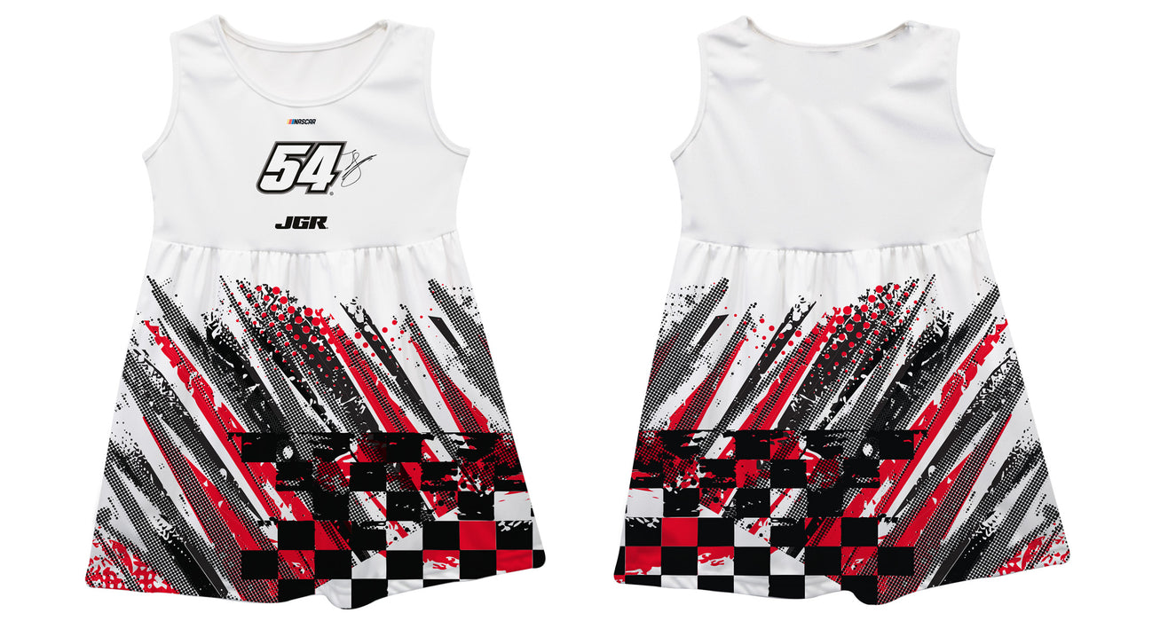 Ty Gibbs Vive La Fete NASCAR Abstract Check Halftones Tank Dress - White