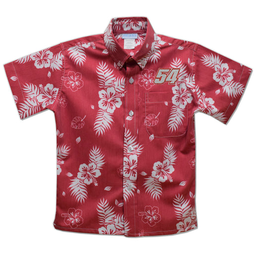 Ty Gibbs Vive La Fete Hawaiian Print Button-Down Shirt - Red