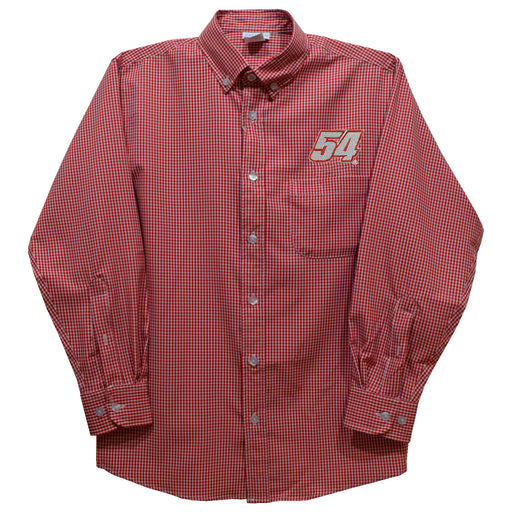 Ty Gibbs Vive La Fete Gingham Button Down Long Sleeve Shirt - Red