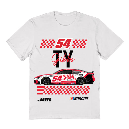 Ty Gibbs Vive La Fete NASCAR Flag Racing Car T-Shirt  - White