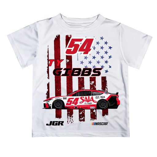Ty Gibbs Vive La Fete NASCAR Flag Racing Car T-Shirt  - White