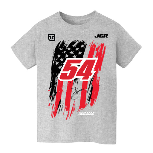 Ty Gibbs NASCAR American Flag Cotton T-Shirt - Grey