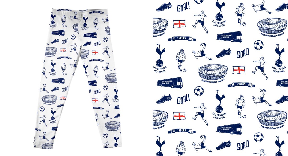 Tottenham Hotspur Repeat Print Hand Sketched Impressions Artwork Print Leggings Tights - Vive La Fête - Online Apparel Store