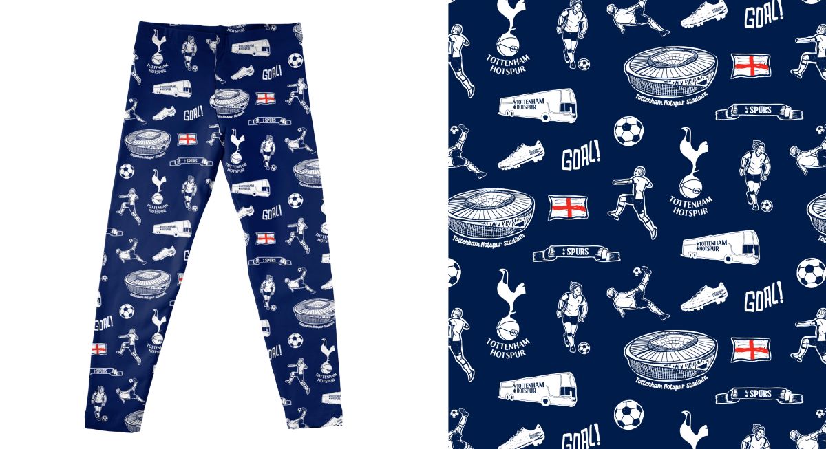 Tottenham Hotspur Repeat Print Hand Sketched Impressions Artwork Print  Leggings Tights - Vive La Fête - Online Apparel Store