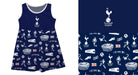 Tottenham Hotspur Sleeveless Tank Dress Girls Navy Logo & Repeat Print Hand Sketched Vive La Fete Impressions Artwork - Vive La Fête - Online Apparel Store