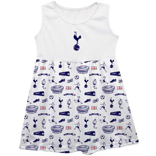 Tottenham Hotspur Girls Repeat Print Impressions White Sleeveless Tank Dress