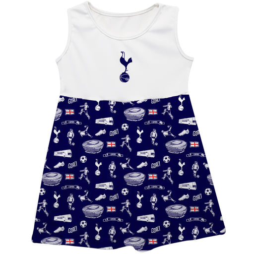 Tottenham Hotspur Girls Repeat Print Impressions Navy Sleeveless Tank Dress