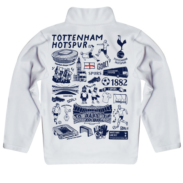 Tottenham Hotspur Hand Sketched Vive La Fete Impressions Artwork White Boys Quarter Zip Pullover - Vive La Fête - Online Apparel Store