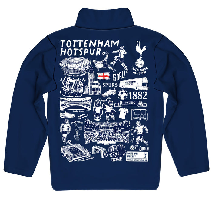 Totenham Hand Sketched Vive La Fete Impressions Artwork Navy Boys Quarter Zip Pullover - Vive La Fête - Online Apparel Store