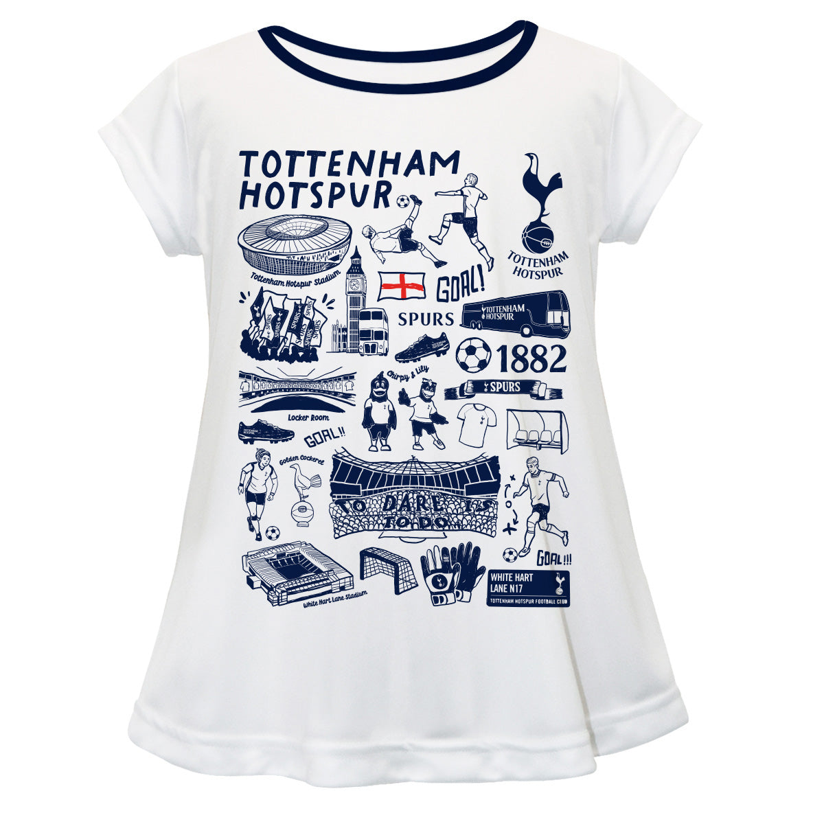 lily white tottenham Tottenham Hotspur Hand Sketched Impressions Artwork White Short Sleeve — Vive La Fête