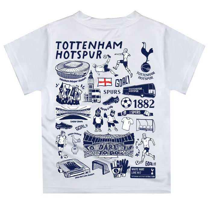 Tottenham Hotspur Hand Sketched Vive La Fete Impressions Artwork Boys White Short Sleeve Tee Shirt - Vive La Fête - Online Apparel Store