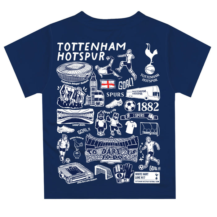 Tottenham Hotspur Hand Sketched Vive La Fete Impressions Artwork Boys Navy Short Sleeve Tee Shirt - Vive La Fête - Online Apparel Store