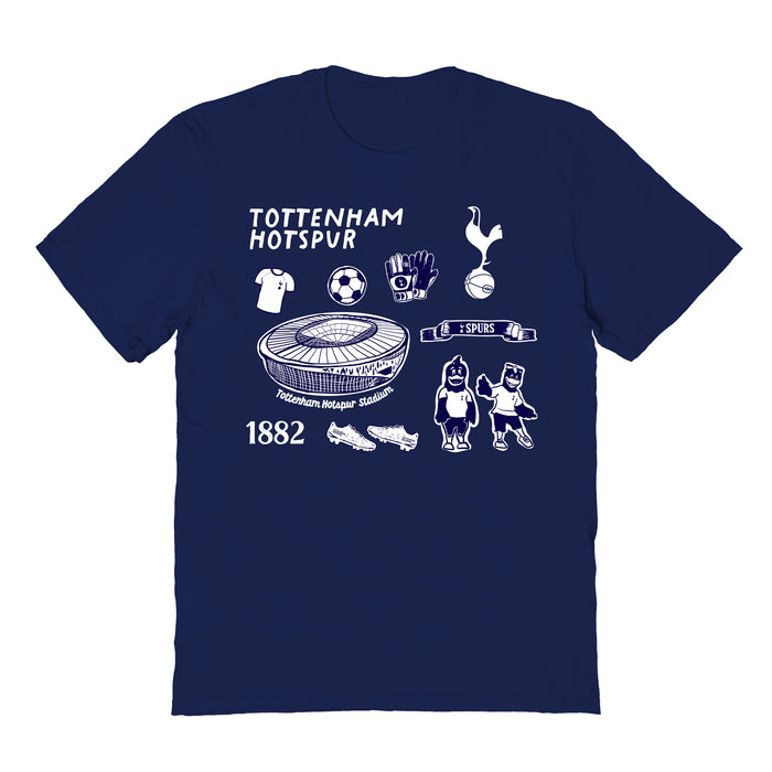 Tottenham Hotspur Impressions Artwork Navy Youth Cotton T-Shirt