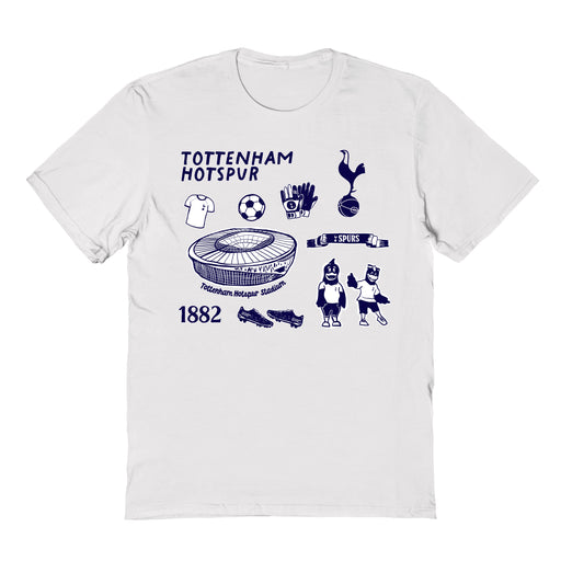 Tottenham Hotspur Impressions Artwork White Youth Cotton T-Shirt