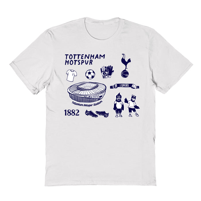 Tottenham Hotspur Impressions Artwork White Youth Cotton T-Shirt