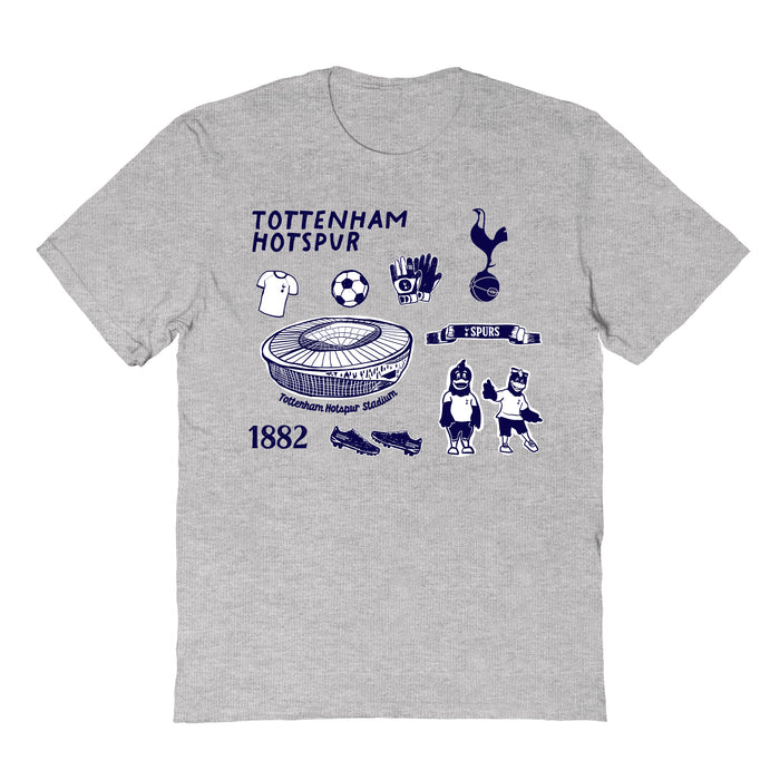 Tottenham Hotspur Impressions Artwork Grey Youth Cotton T-Shirt
