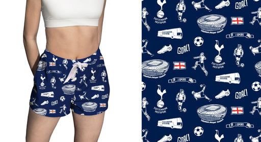 Totenham Repeat Print Hand Sketched Impressions Artwork Womens Navy Lounge Shorts - Vive La Fête - Online Apparel Store