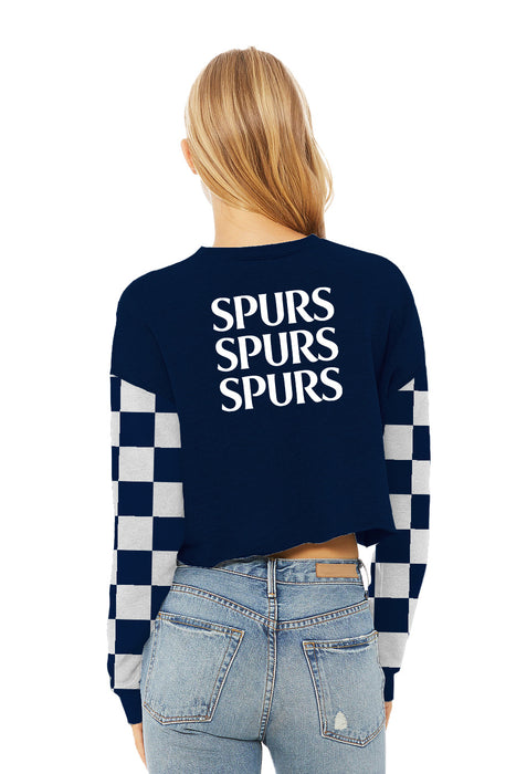 Tottenham Women Navy Cropped Crew Neck With Color Block - Vive La Fête - Online Apparel Store