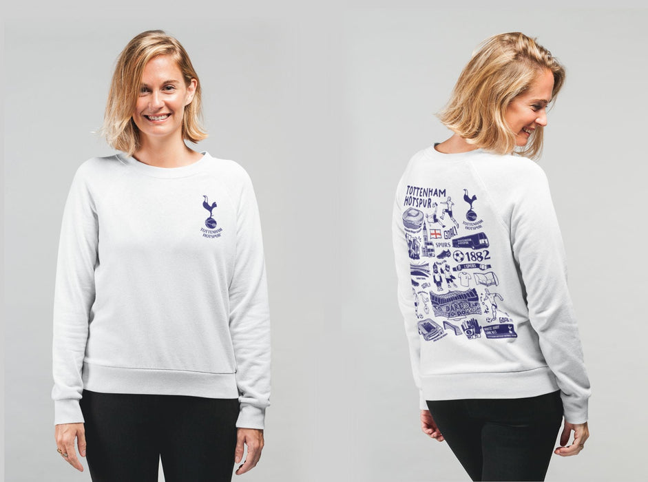 Tottenham Hotspur Impressions Artwork Women Cotton Fleece Long Sleeve Crew Neck - Vive La Fête - Online Apparel Store