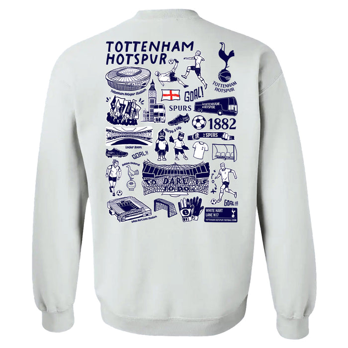 Tottenham Hotspur Impressions Artwork Women Cotton Fleece Long Sleeve Crew Neck - Vive La Fête - Online Apparel Store