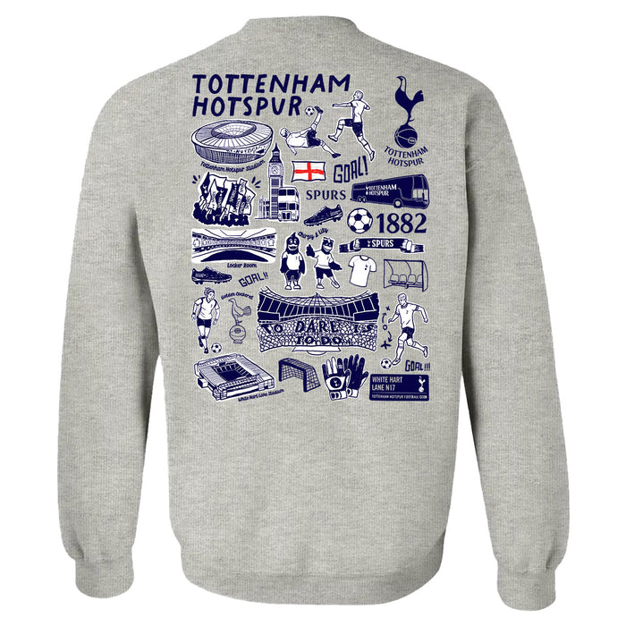 Tottenham Hotspur Impressions Artwork Women Cotton Fleece Long Sleeve Crew Neck - Vive La Fête - Online Apparel Store