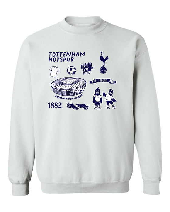 Tottenham Hotspur Womens White Cotton Crewneck Pullover Sweatshirt