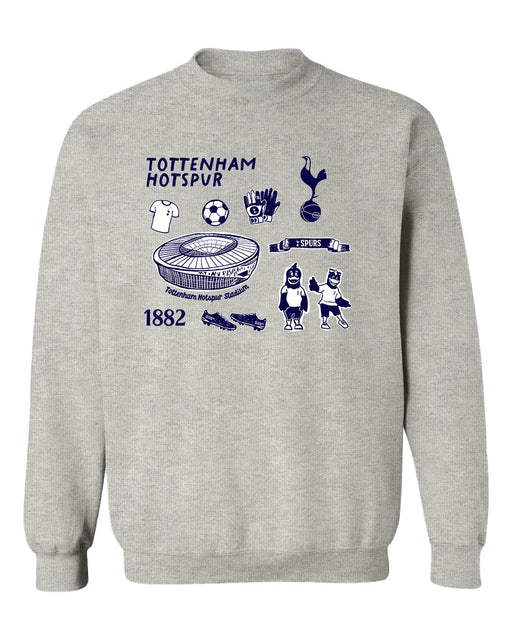 Tottenham Hotspur Womens Grey Cotton Crewneck Pullover Sweatshirt