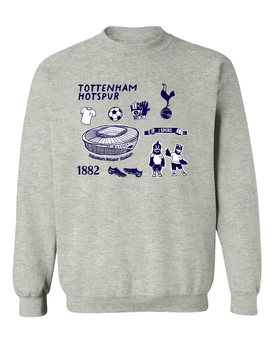 Tottenham Hotspur Womens Grey Cotton Crewneck Pullover Sweatshirt