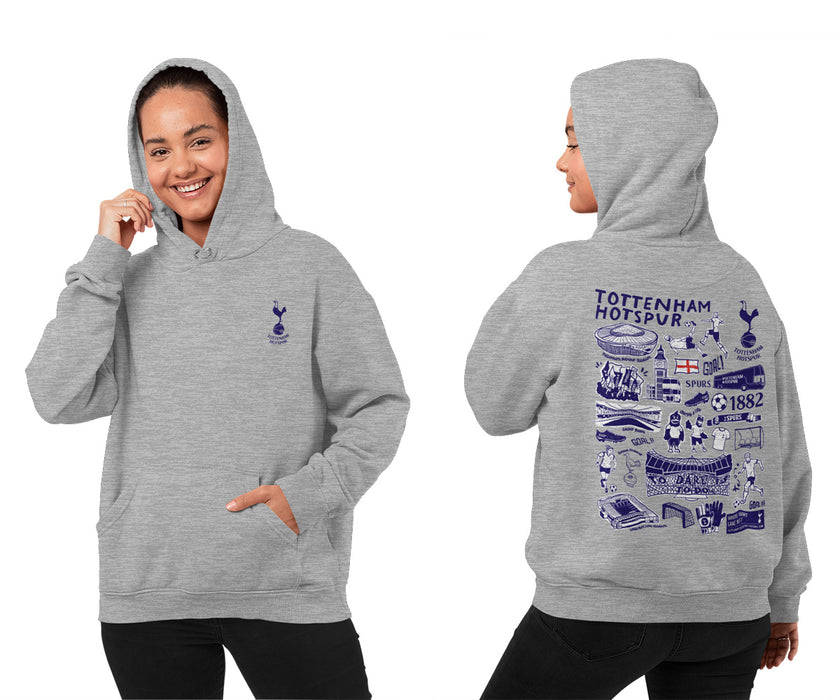 Tottenham Hotspur Impressions Artwork Women Cotton Fleece Long Sleeve Hoodie - Vive La Fête - Online Apparel Store
