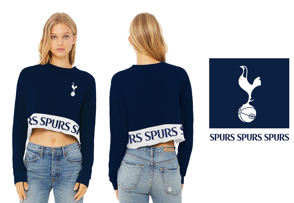 Tottenham Vive La Fete Women Navy Cropped Crew Neck With Color Block Desing V1 - Vive La Fête - Online Apparel Store