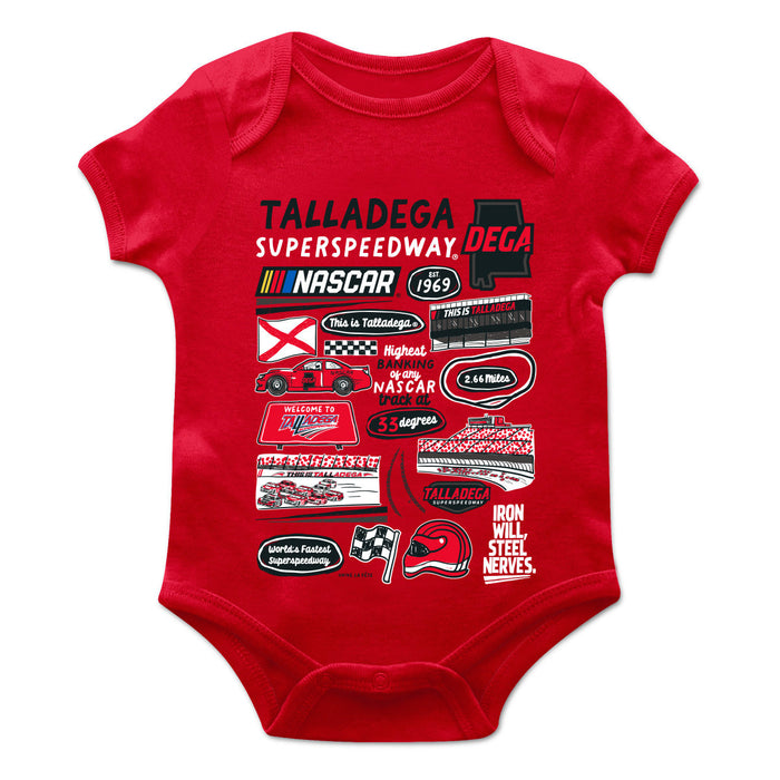 Talladega Superspeedway NASCAR Cotton Short Sleeve Bodysuit Red
