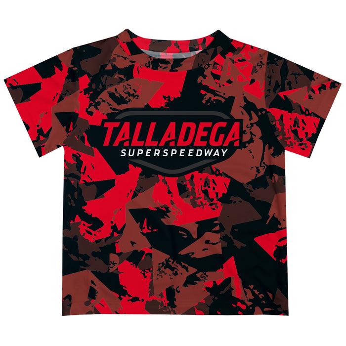 Talladega Superspeedway NASCAR Brush Print Short Sleeve Tee Black and Red - Vive La Fête - Online Apparel Store