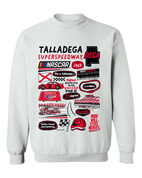 Talladega Superspeedway NASCAR Womens Cotton Crewneck Pullover Sweatshirt White