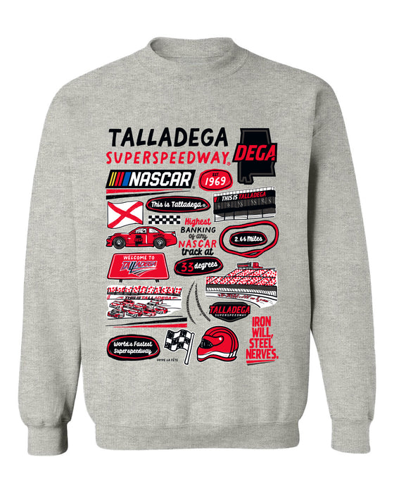 Talladega Superspeedway NASCAR Womens Cotton Crewneck Pullover Sweatshirt Gray