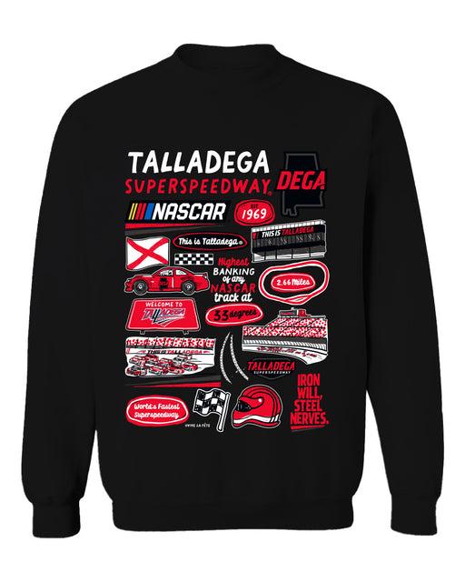 Talladega Superspeedway NASCAR Womens Cotton Crewneck Pullover Sweatshirt Black