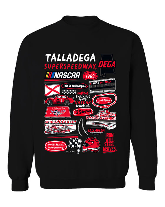 Talladega Superspeedway NASCAR Womens Cotton Crewneck Pullover Sweatshirt Black