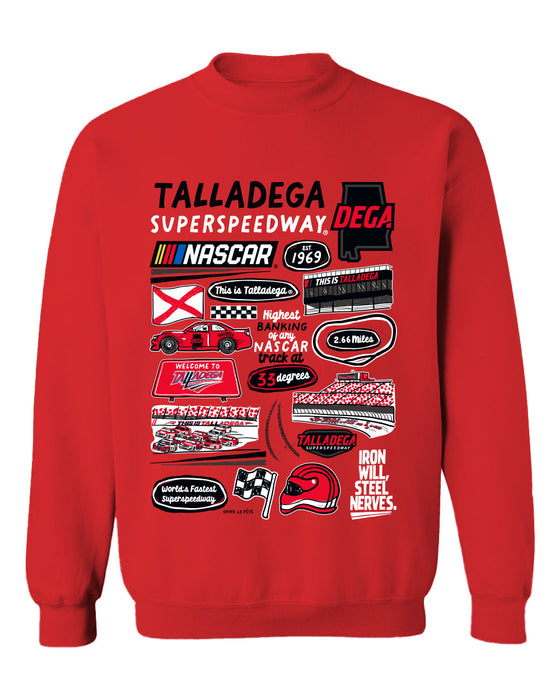 Talladega Superspeedway NASCAR Womens Cotton Crewneck Pullover Sweatshirt Red