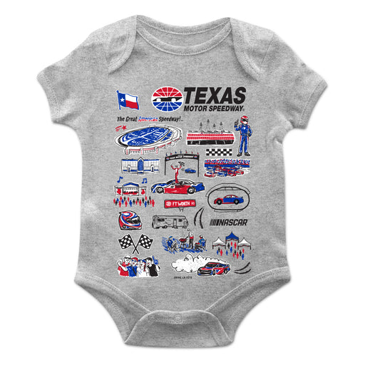 NASCAR Texas Cotton Short Sleeve Bodysuit Impressions Artwork Gray